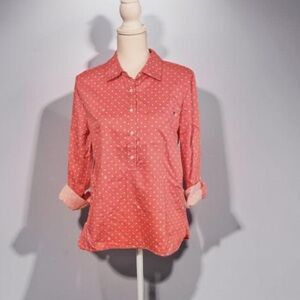 Tommy Hilfiger Coral Polka Dot Button-Up Shirt Medium GUC